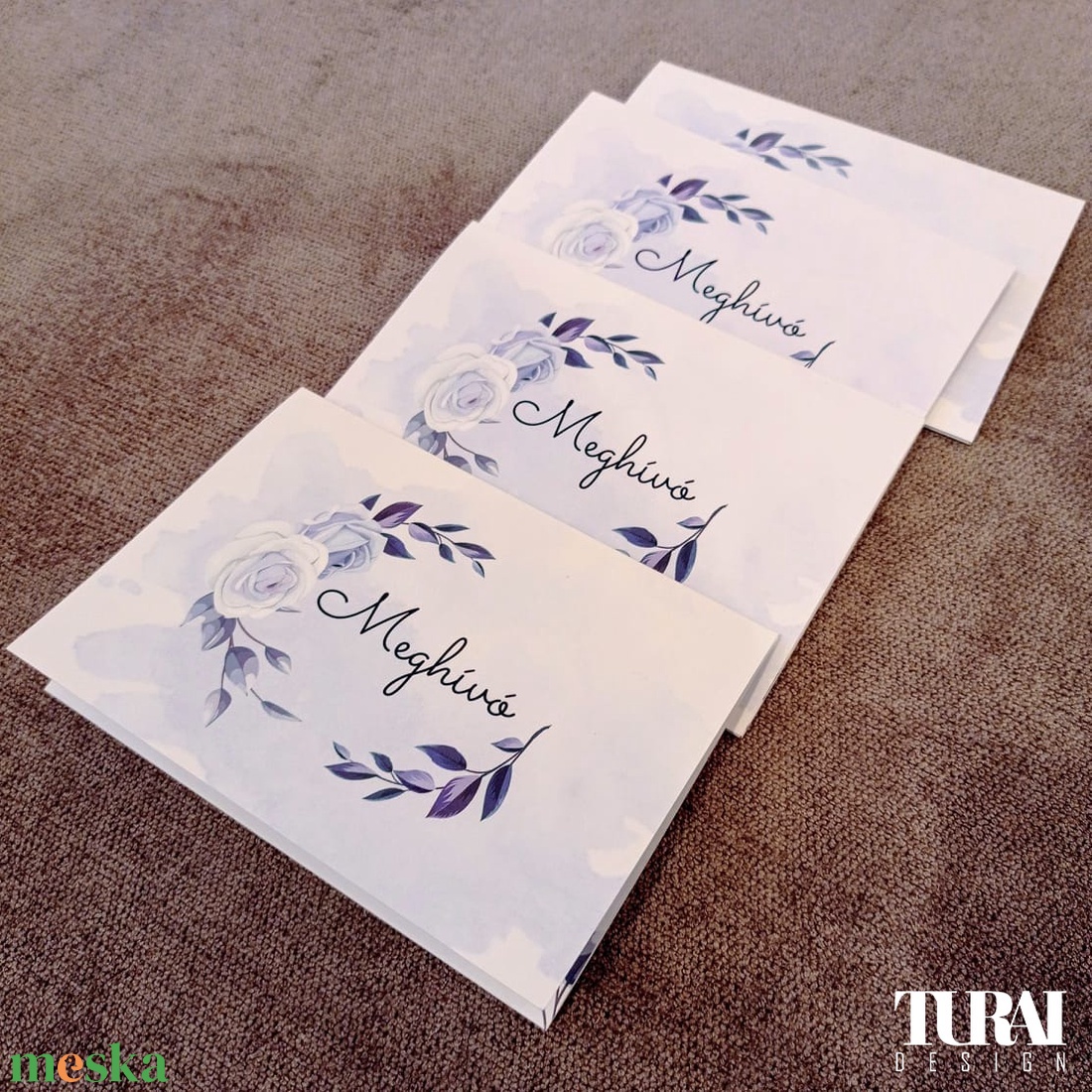 Esküvői meghívó- romantikus, virágos - esküvő - meghívó & kártya - meghívó - Meska.hu