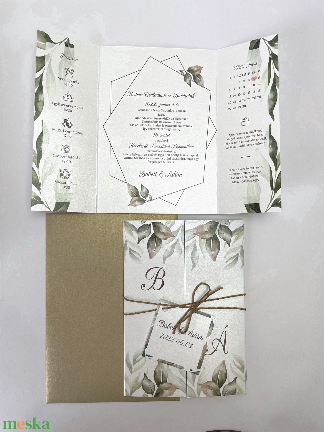 Greenery esküvői meghívó - esküvő - meghívó & kártya - meghívó - Meska.hu