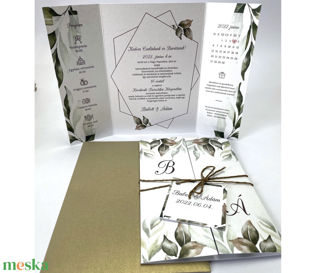 Greenery esküvői meghívó - esküvő - meghívó & kártya - meghívó - Meska.hu