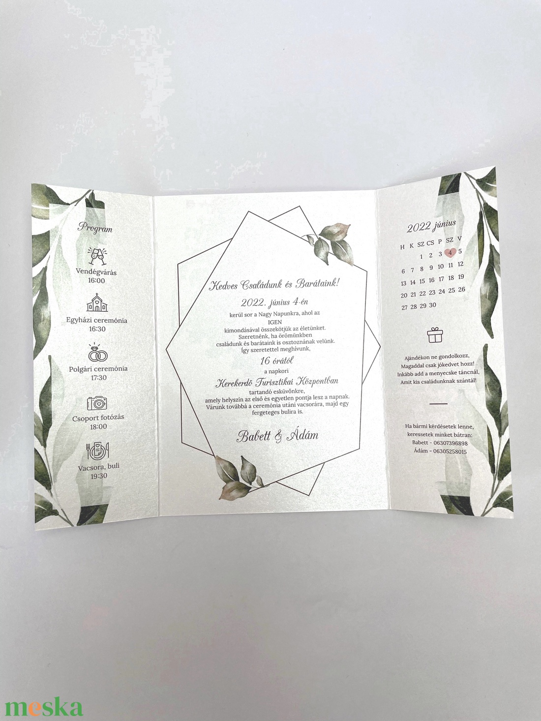 Greenery esküvői meghívó - esküvő - meghívó & kártya - meghívó - Meska.hu