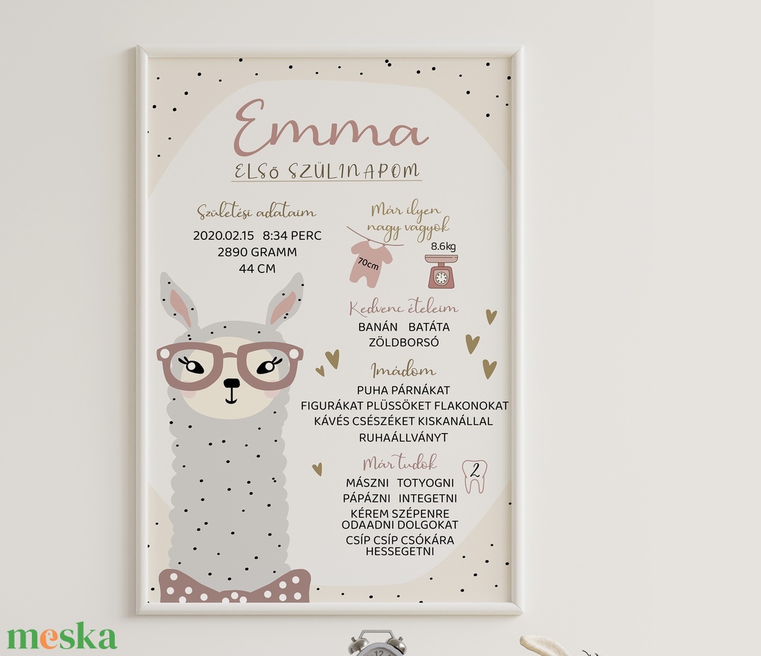 Alpakás babaposzter - otthon & életmód - babaszoba, gyerekszoba - babaszoba kép - Meska.hu