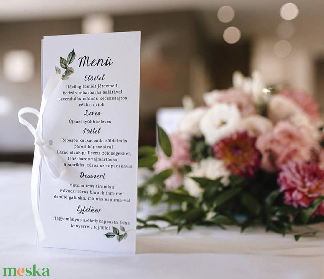 Esküvői menükártya - rózsás - esküvő - meghívó & kártya - menü - Meska.hu