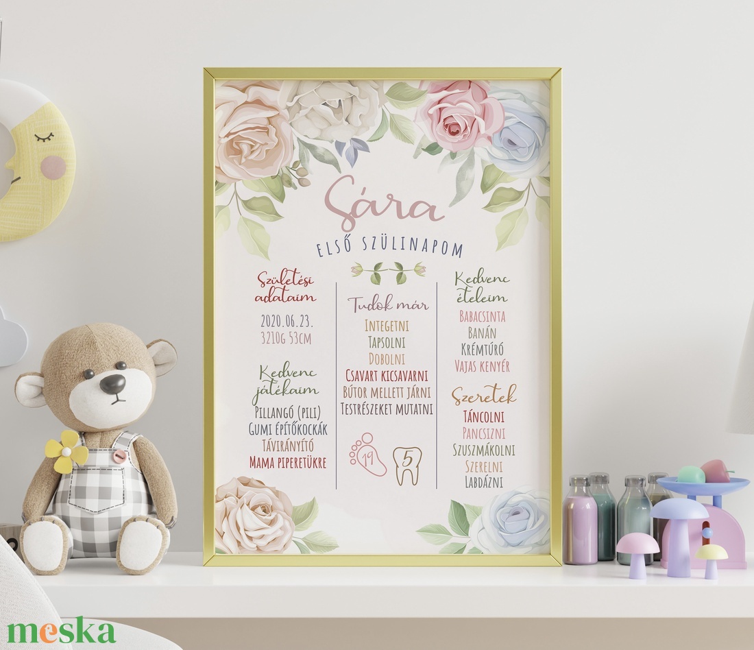 Virágos babaposzter - otthon & életmód - babaszoba, gyerekszoba - babaszoba kép - Meska.hu
