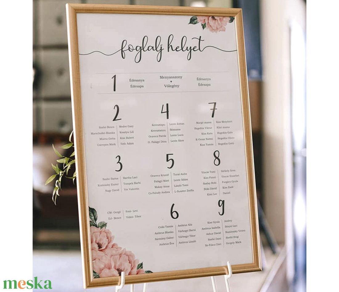 Ültetőtábla esküvőre bazsarózsával - ültetésrend - esküvő - dekoráció - tábla & jelzés - Meska.hu