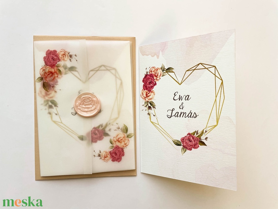 Pausz borítós esküvői meghívó viaszpecséttel - esküvő - meghívó & kártya - meghívó - Meska.hu