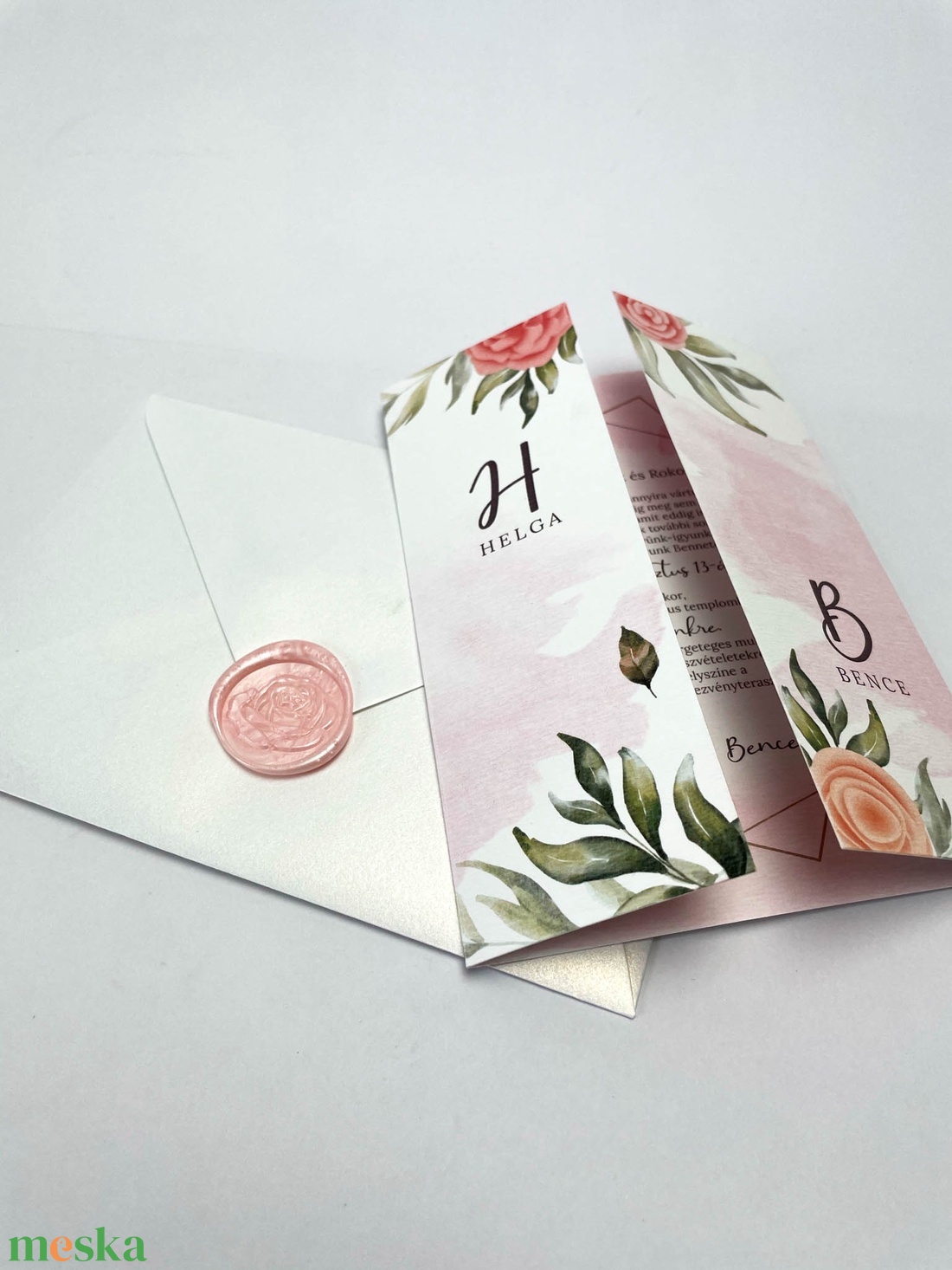 Esküvői meghívó - romantikus, virágos - esküvő - meghívó & kártya - meghívó - Meska.hu