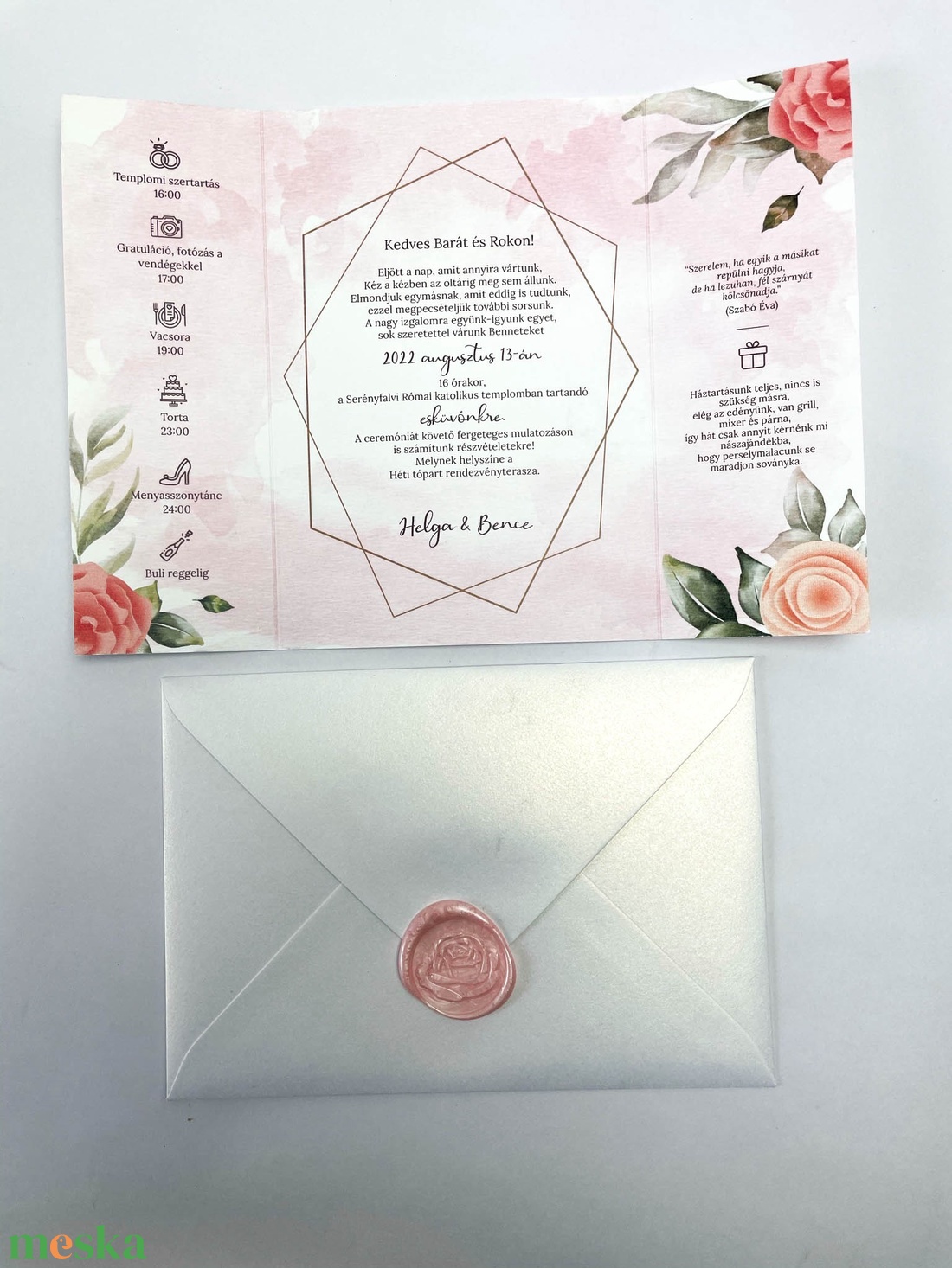 Esküvői meghívó - romantikus, virágos - esküvő - meghívó & kártya - meghívó - Meska.hu