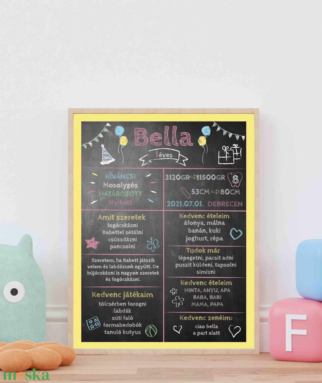 Kréta táblás babaposzter - otthon & életmód - babaszoba, gyerekszoba - babaszoba kép - Meska.hu