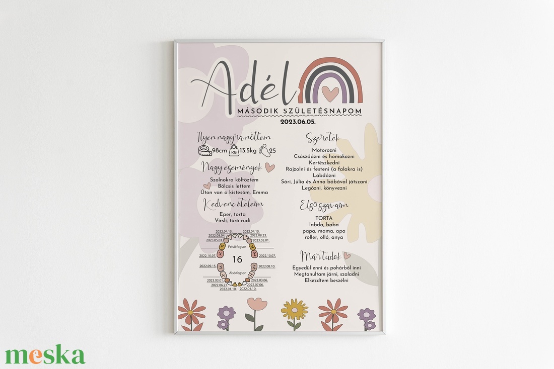 Virágos, szivárványos babaposzter - otthon & életmód - babaszoba, gyerekszoba - babaszoba kép - Meska.hu