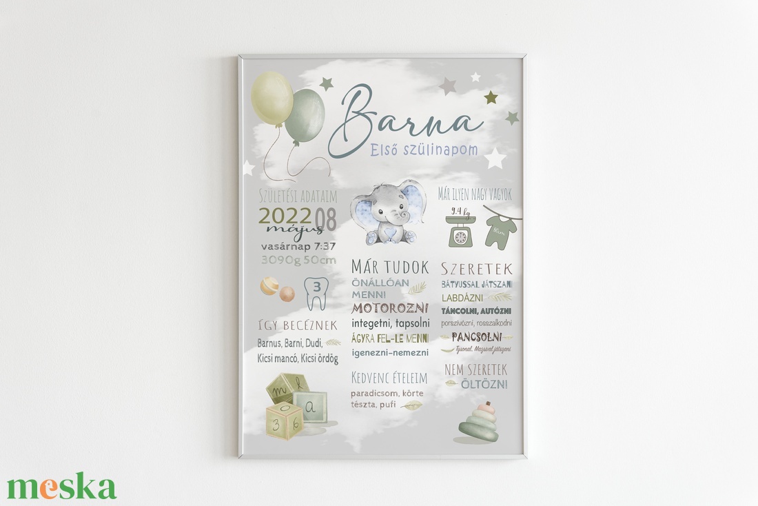 Menta színű babaposzter - otthon & életmód - babaszoba, gyerekszoba - babaszoba kép - Meska.hu