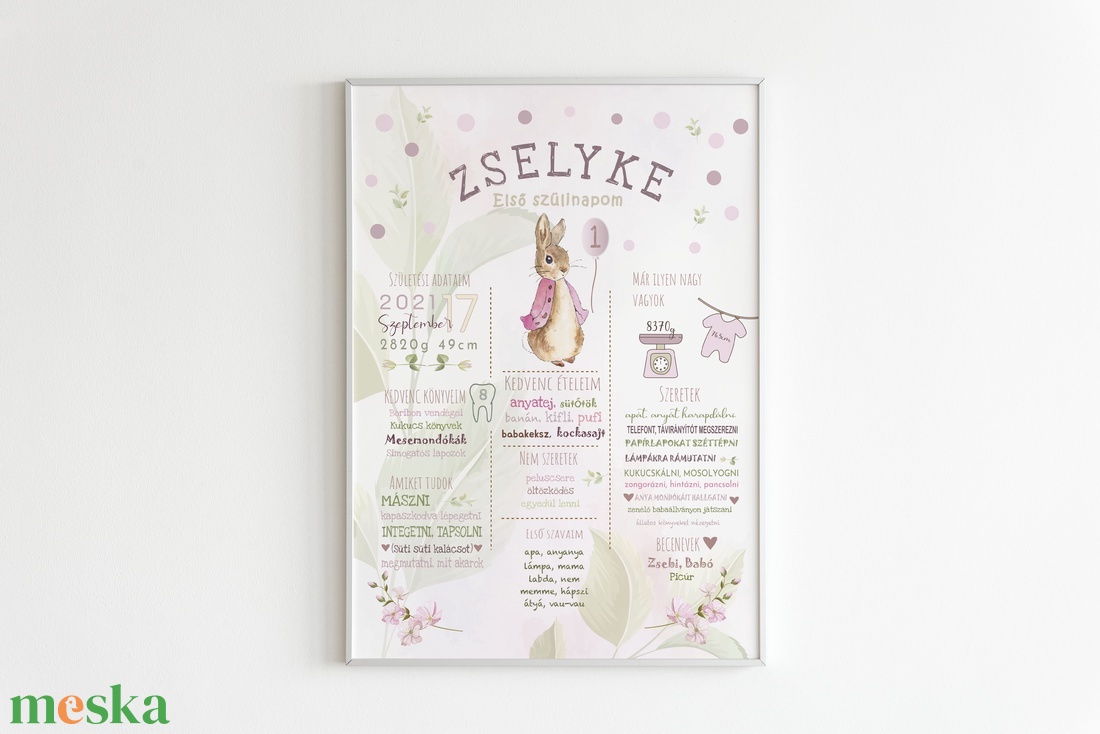 Nyuszis babaposzter  - otthon & életmód - babaszoba, gyerekszoba - babaszoba kép - Meska.hu