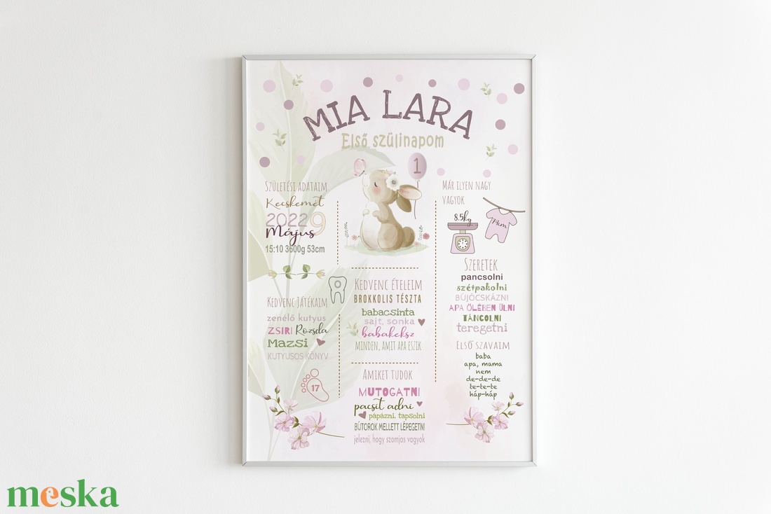 Nyuszis babaposzter  - otthon & életmód - babaszoba, gyerekszoba - babaszoba kép - Meska.hu