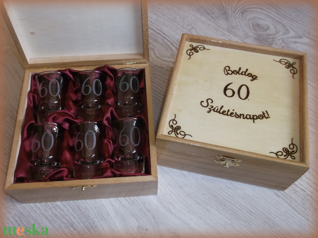 Pálinkás készlet születésnapra - otthon & életmód - konyhafelszerelés, tálalás - tálalás - pálinkás poharak, szettek - Meska.hu