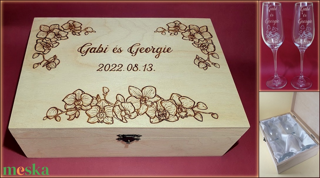 Esküvőre - pezsgőspohár díszdobozban - orchidea - esküvő - emlék & ajándék - nászajándék - esküvői pohár, pohárszett - Meska.hu Esküvőre - pezsgőspohár díszdobozban - orchidea - esküvő - emlék & ajándék - nászajándék - esküvői pohár, pohárszett - Meska.hu