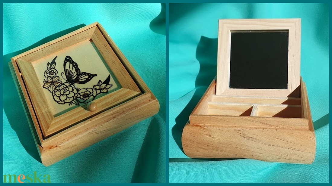 Lepkés tükrös doboz - ékszer - ékszertartó - ékszerdoboz - Meska.hu