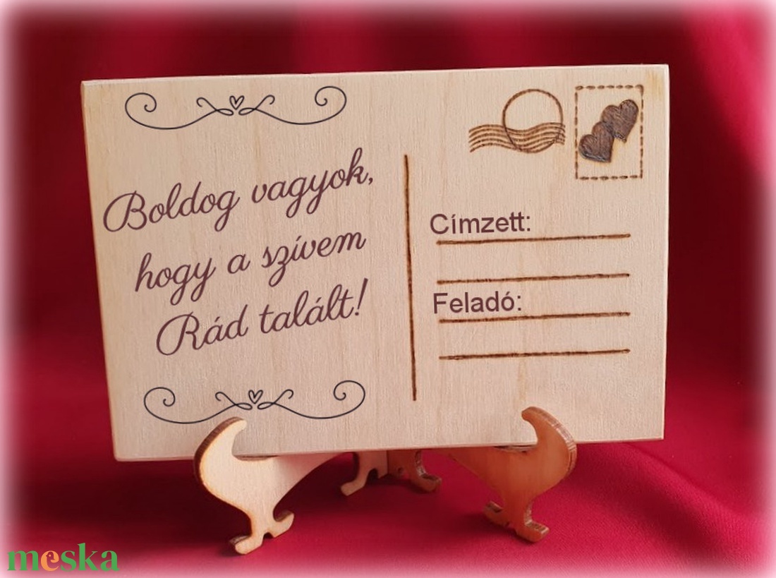 Gravírozott képeslap Valentin napra- feliratos - otthon & életmód - dekoráció - kép & falikép - fából készült kép - Meska.hu