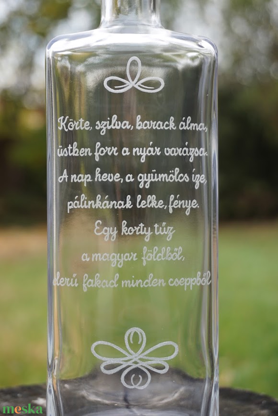 Gravírozott palack - Pálinka vers - otthon & életmód - konyhafelszerelés, tálalás - tálalás - pálinkás poharak, szettek - Meska.hu