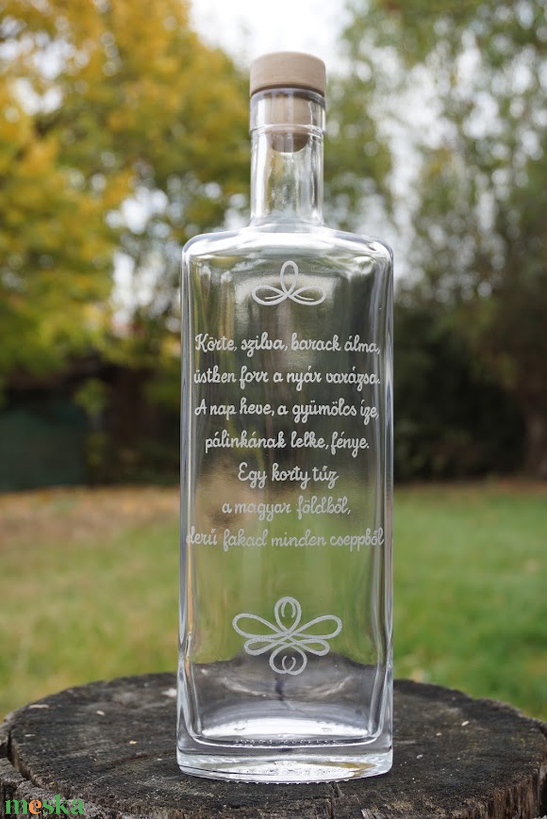 Gravírozott palack - Pálinka vers - otthon & életmód - konyhafelszerelés, tálalás - tálalás - pálinkás poharak, szettek - Meska.hu
