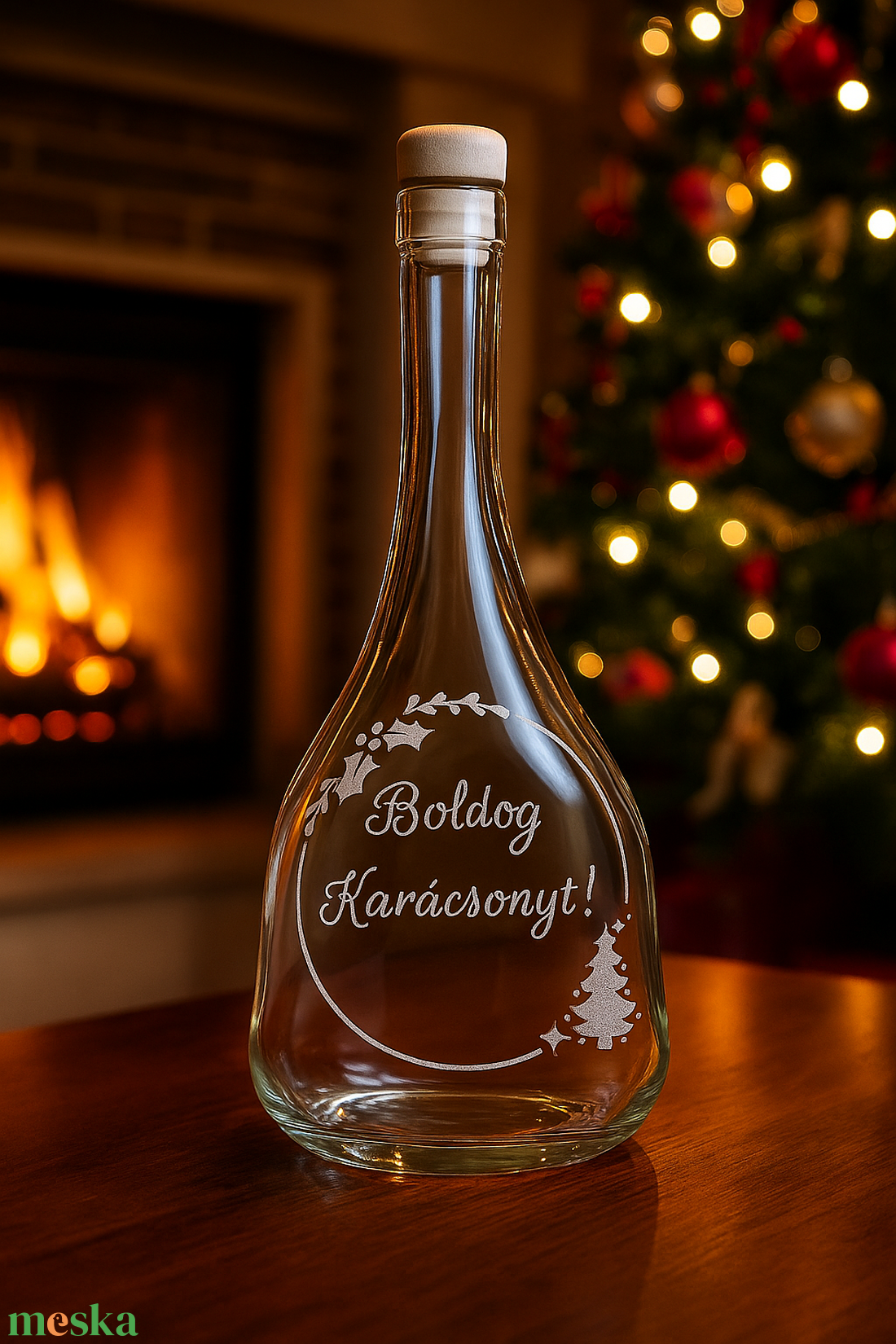 Üvegpalack karácsonyra - otthon & életmód - konyhafelszerelés, tálalás - tálalás - pálinkás poharak, szettek - Meska.hu