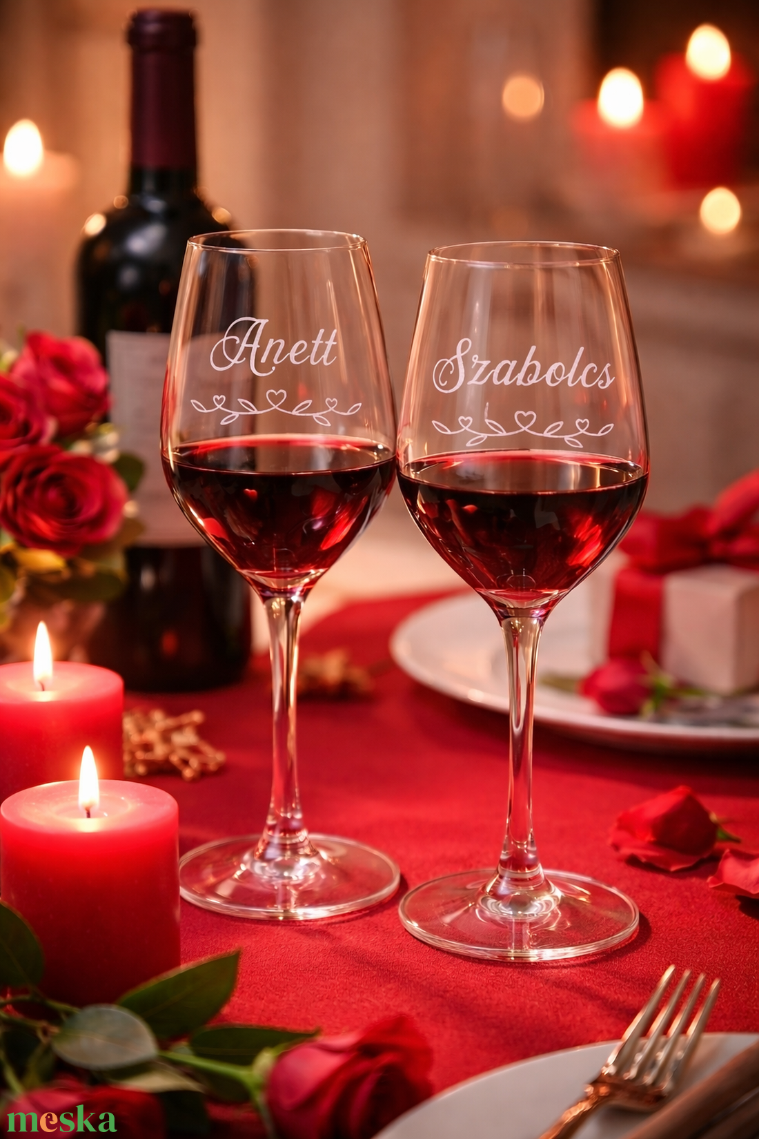 Romantikus borospoharak - otthon & életmód - konyhafelszerelés, tálalás - tálalás - boros poharak, szettek - Meska.hu