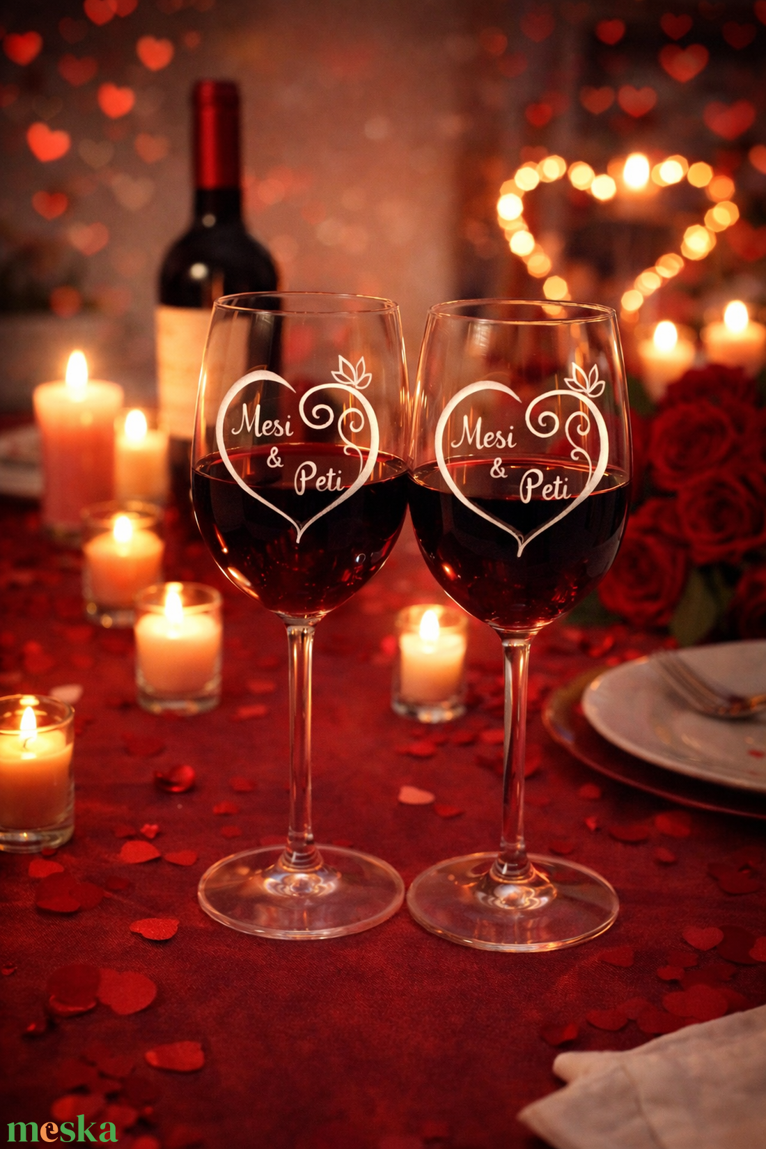 Szíves borospoharak - otthon & életmód - konyhafelszerelés, tálalás - tálalás - boros poharak, szettek - Meska.hu