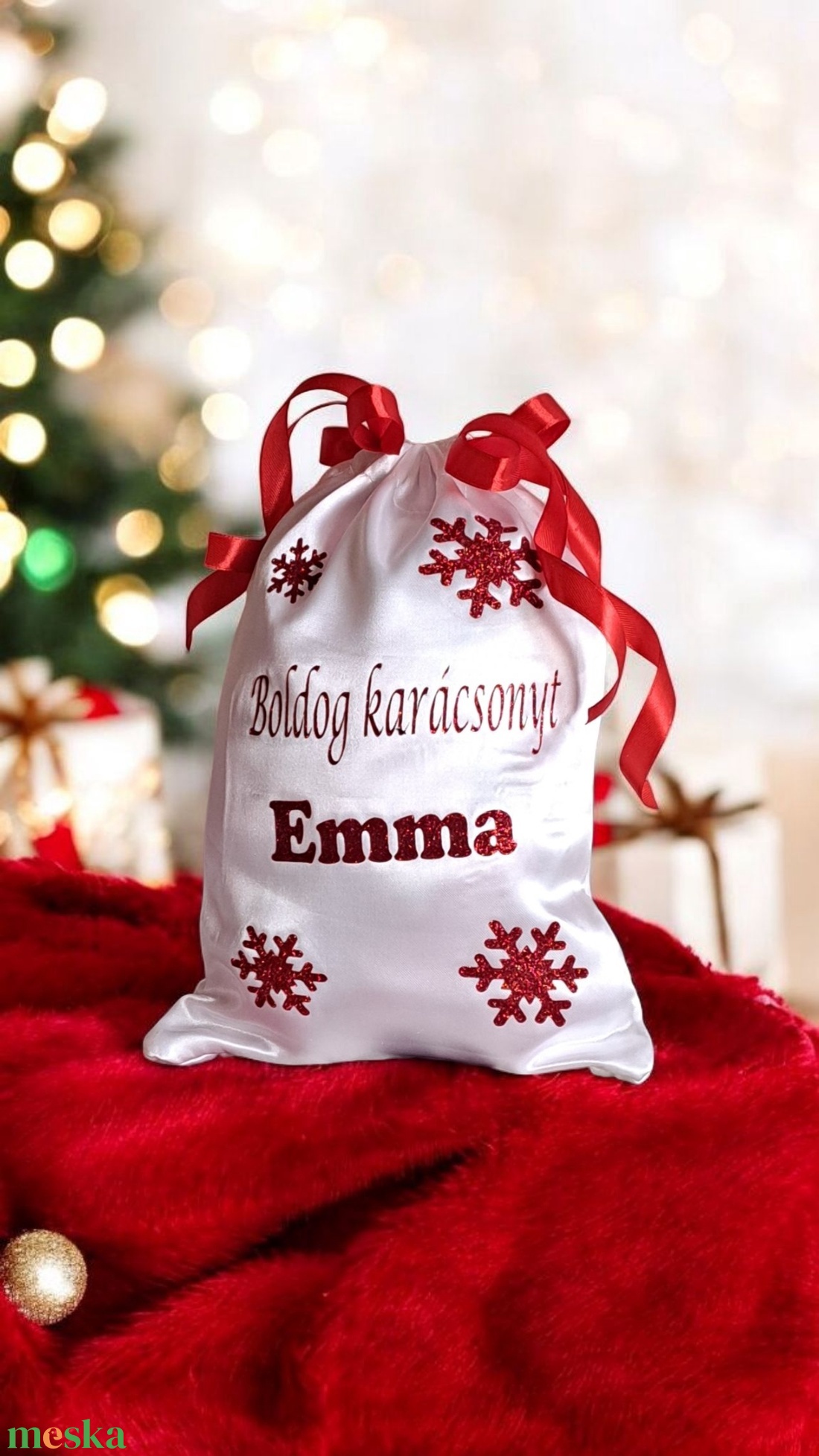 Szatén ajándékcsomagoló - karácsony - karácsonyi ajándékozás - karácsonyi ajándékcsomagolás - Meska.hu