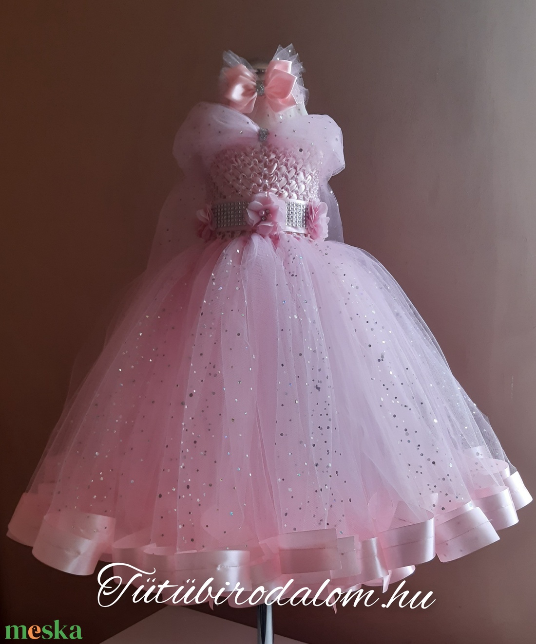 Egyedi, kézzel készített hosszú alkalmi tüll ruha  - baba - mama - babaruházat - baba ruhák - Meska.hu