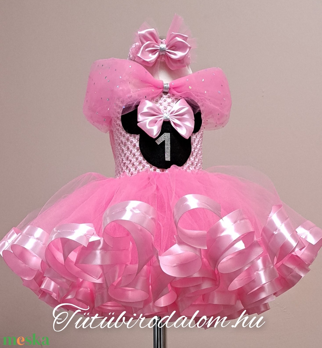Rózsaszín masnis szülinapi tütü szett  - baba - mama - babaruházat - baba ruhák - Meska.hu