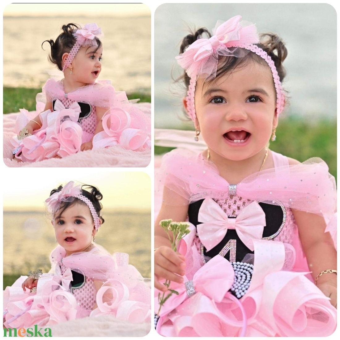 Rózsaszín masnis szülinapi tütü szett  - baba - mama - babaruházat - baba ruhák - Meska.hu