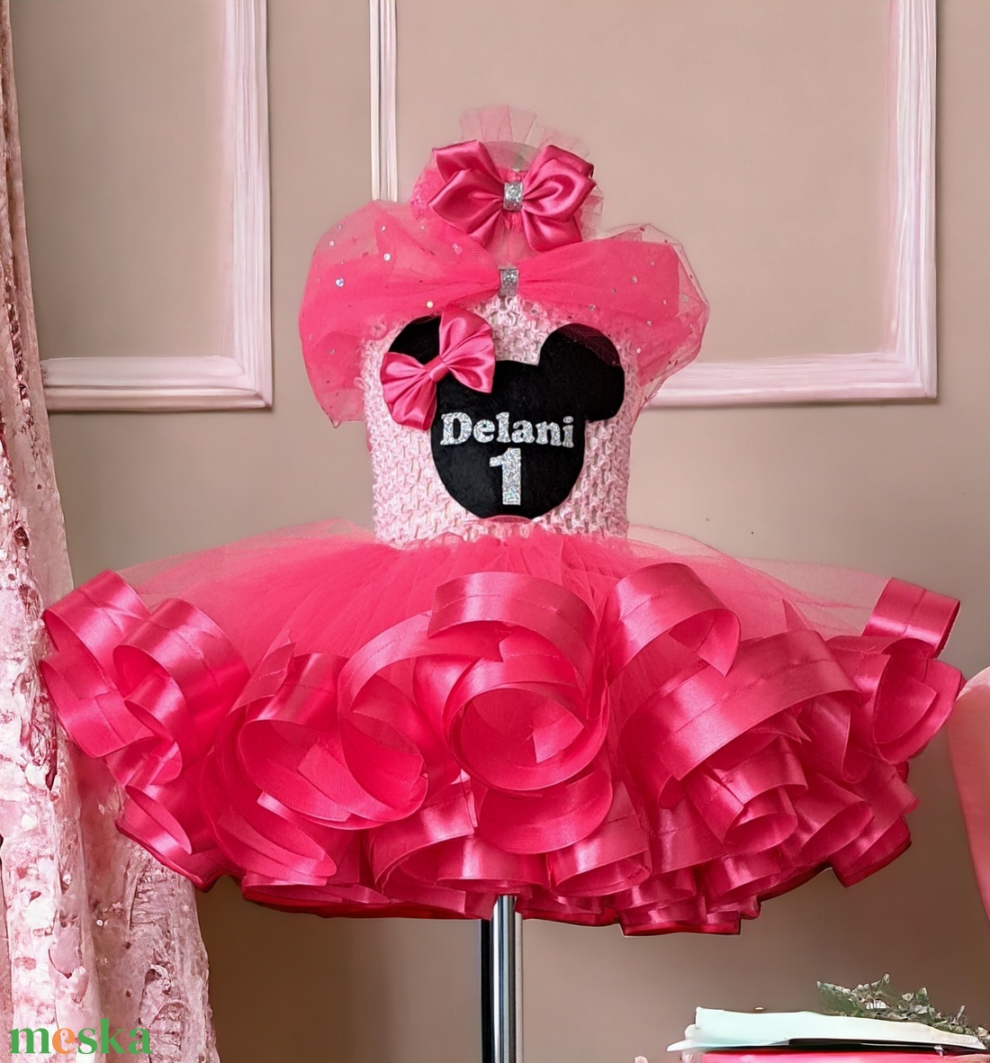 Rózsaszín masnis szülinapi tütü szett  - baba - mama - babaruházat - baba ruhák - Meska.hu