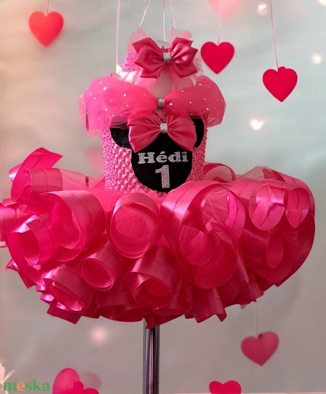 Rózsaszín masnis szülinapi tütü szett  - baba - mama - babaruházat - baba ruhák - Meska.hu