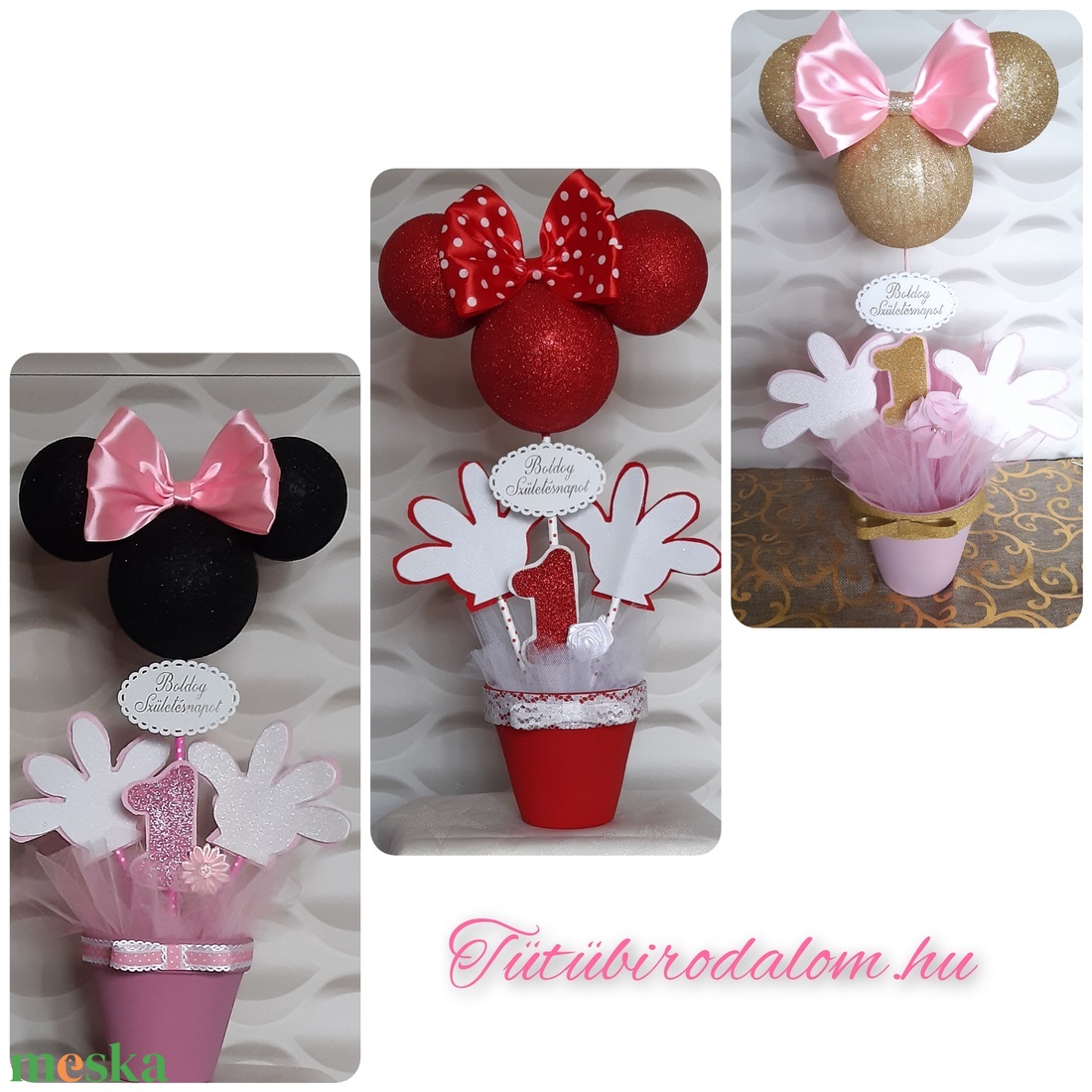 Egérkés 1. születésnapi asztaldísz / dekoráció - otthon & életmód - dekoráció - asztal és polc dekoráció - asztaldísz - Meska.hu