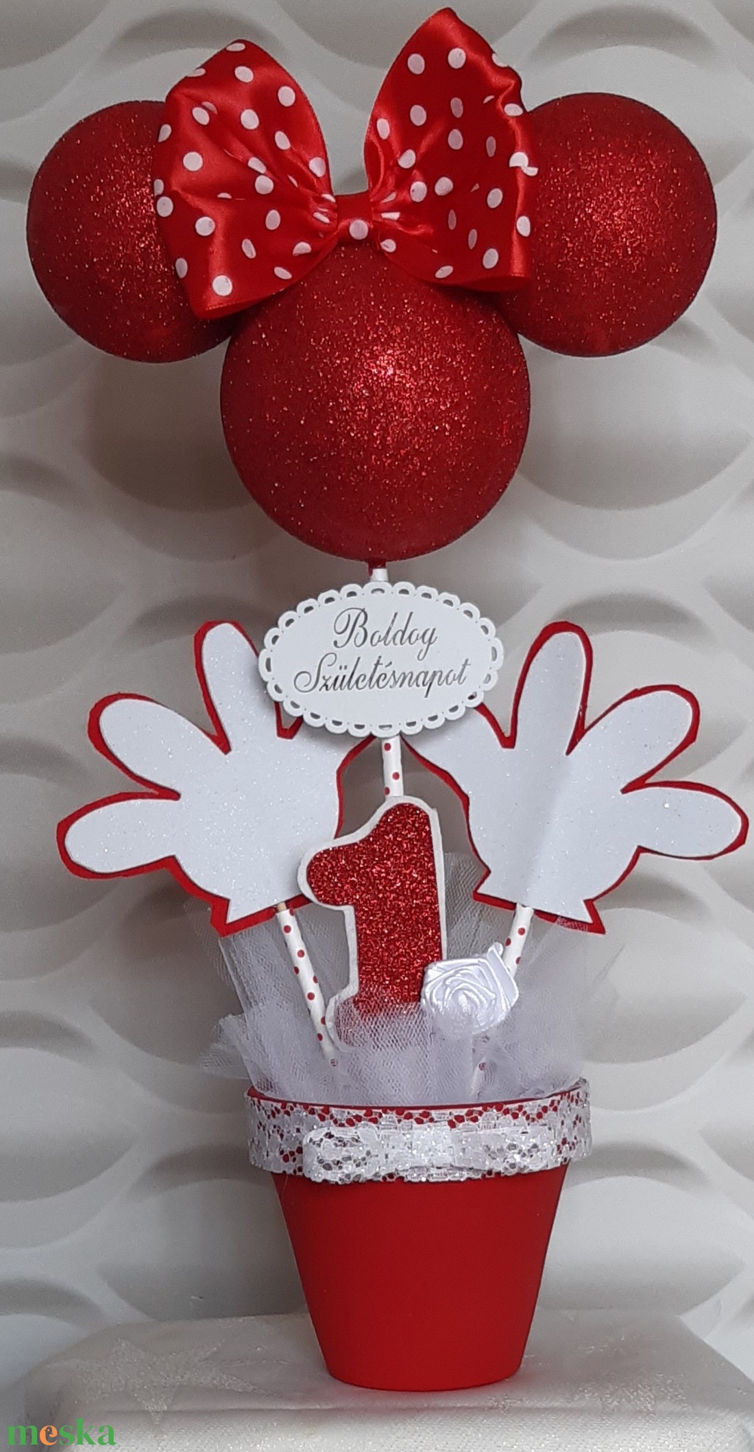 Egérkés 1. születésnapi asztaldísz / dekoráció - otthon & életmód - dekoráció - asztal és polc dekoráció - asztaldísz - Meska.hu