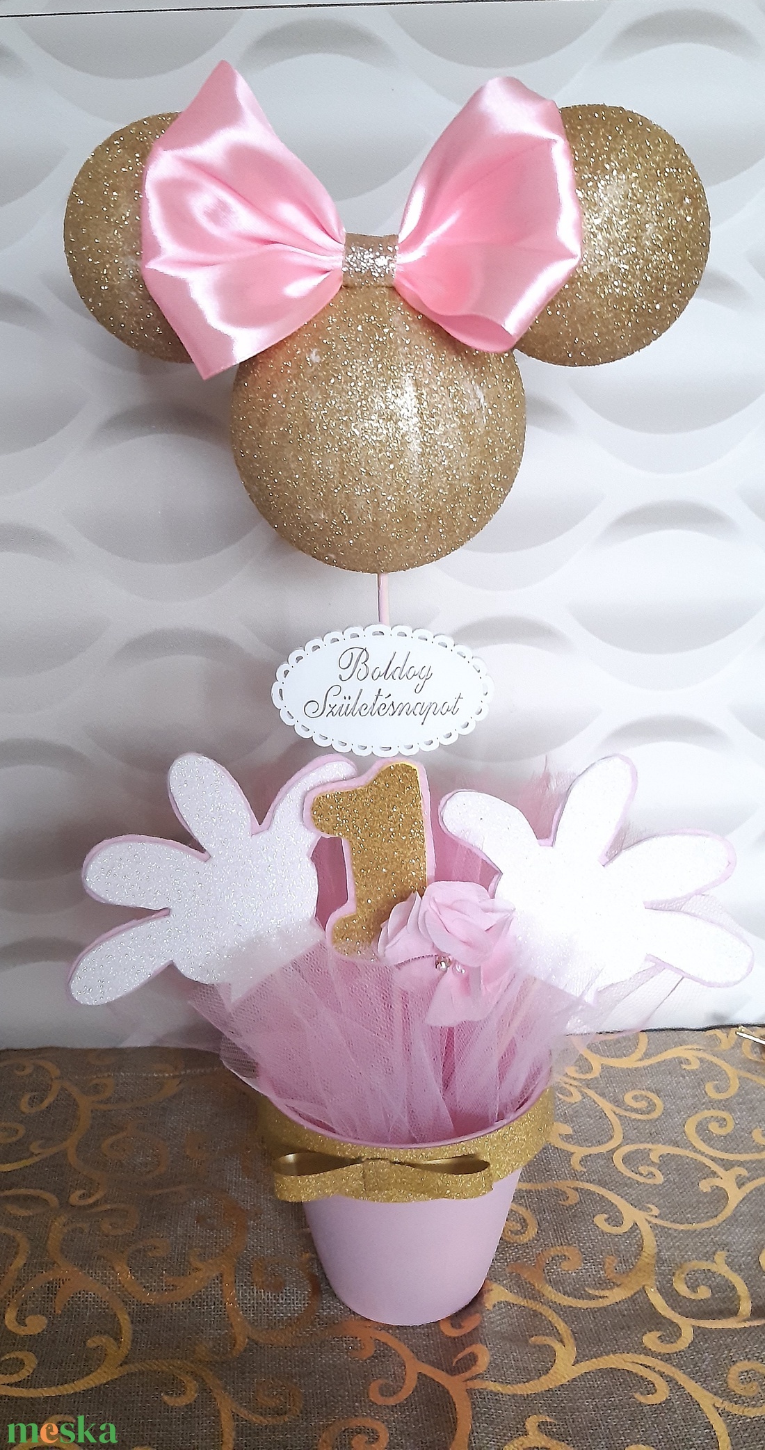 Egérkés 1. születésnapi asztaldísz / dekoráció - otthon & életmód - dekoráció - asztal és polc dekoráció - asztaldísz - Meska.hu