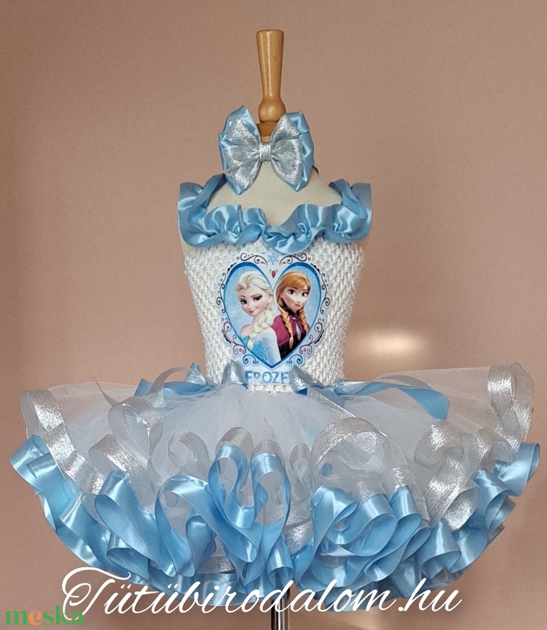 Fehér kék tütü ruha masnival - ruha & divat - gyerekruha - ruha - Meska.hu