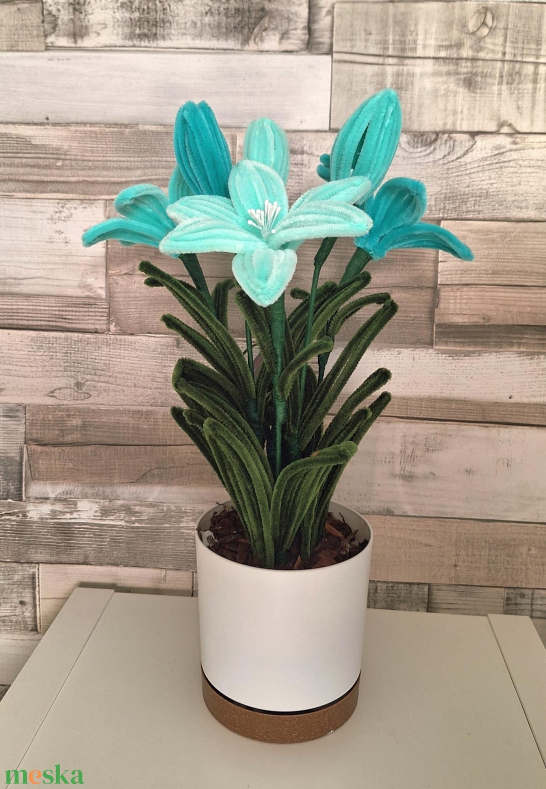 TütüDekor - Zsenília Liliom cserépben (menta színek) - otthon & életmód - dekoráció - virágdísz és tartó - csokor & virágdísz - Meska.hu