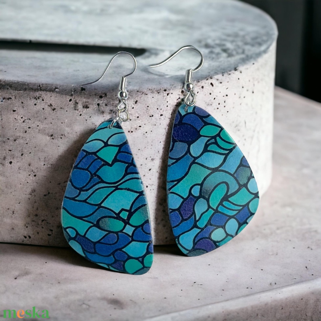 238. Kék tengeres fülbevaló - ékszer - fülbevaló - lógó fülbevaló - Meska.hu