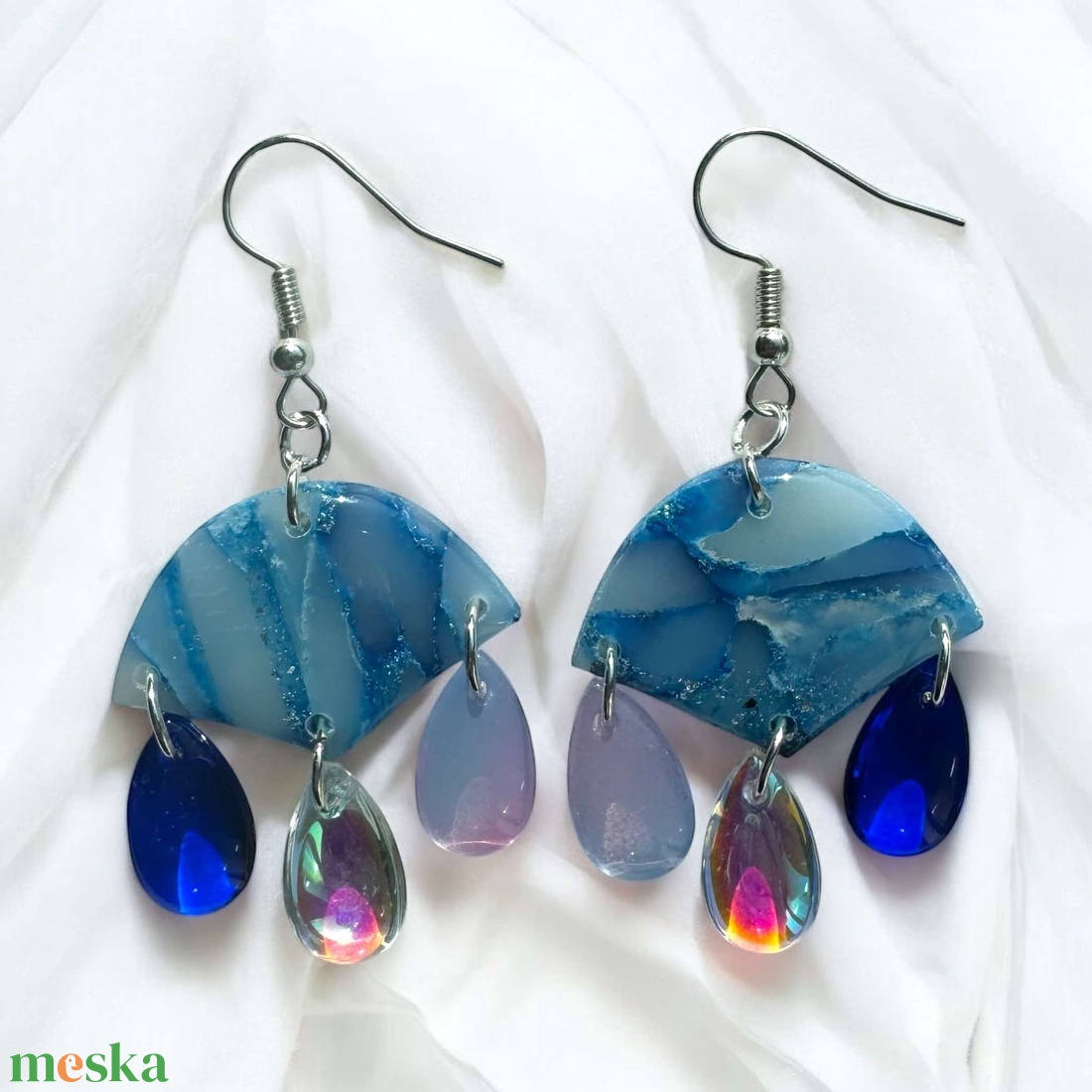 390. Különleges formájú kristályszerű fülbevaló - ékszer - fülbevaló - lógó fülbevaló - Meska.hu