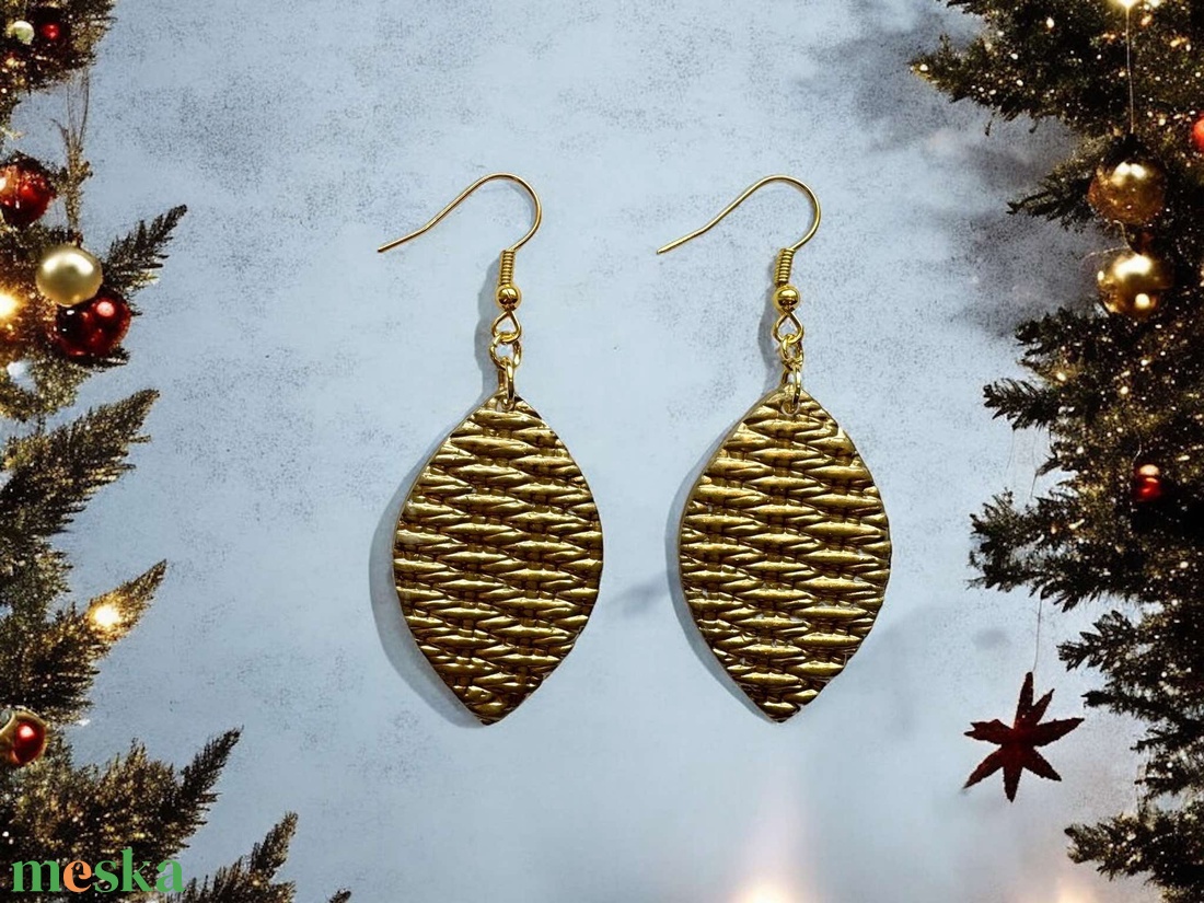 444. Arany kosármintás fülbevaló - ékszer - fülbevaló - lógó fülbevaló - Meska.hu