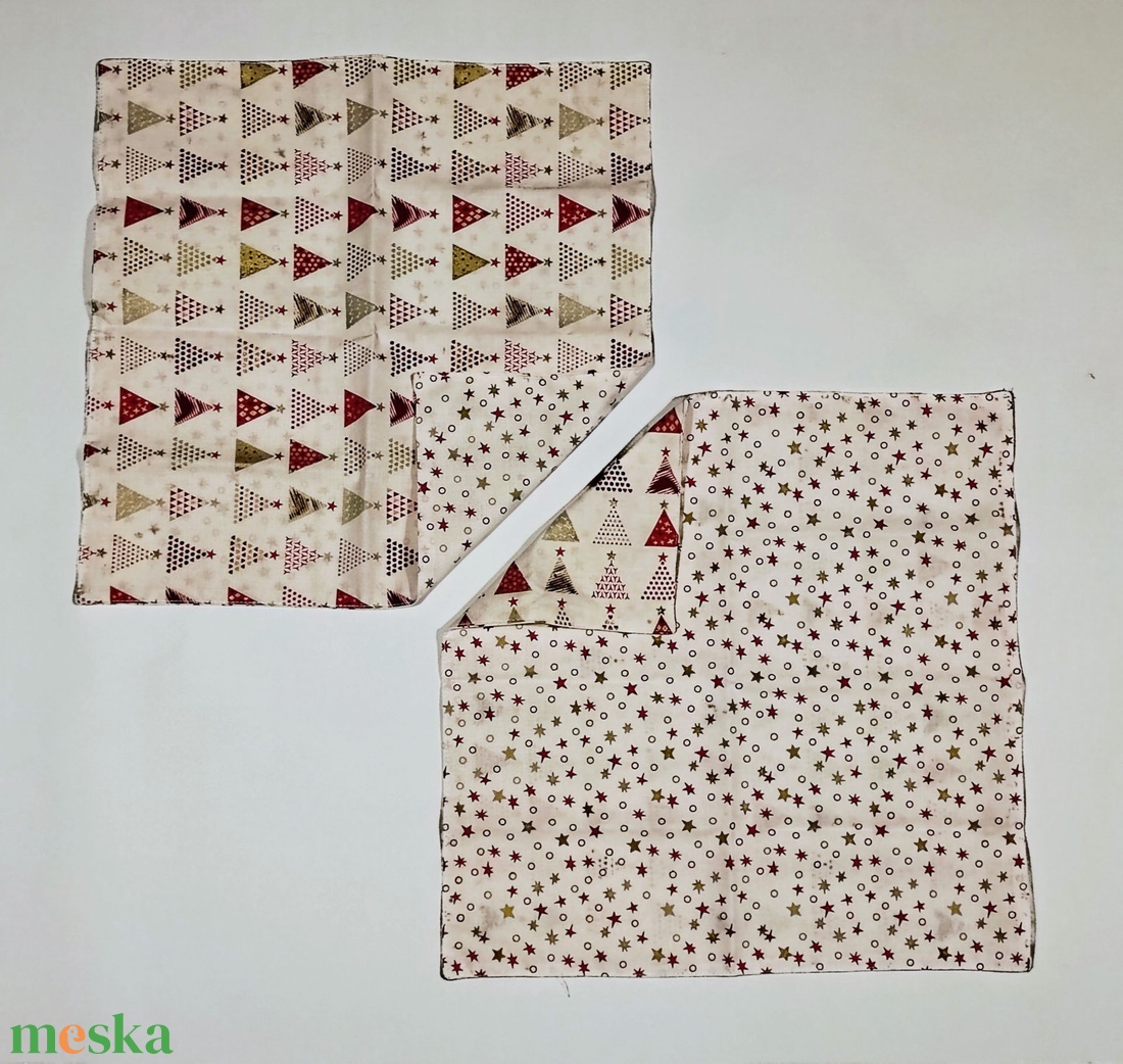 Kétoldalas karácsonyi szalvéta: fehér-piros/ 2 db - karácsony - karácsonyi lakásdekoráció - ünnepi asztaldekoráció - Meska.hu