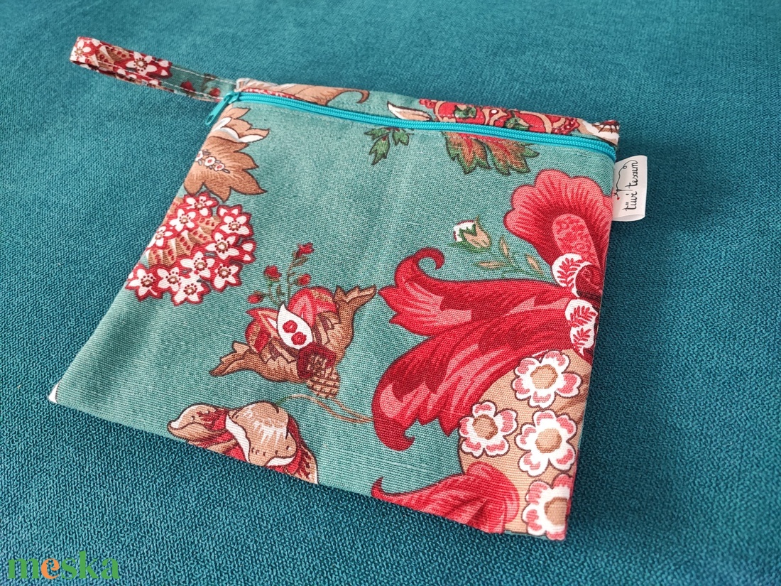 Keleties türkiz-piros nasi-tasi - táska & tok - uzsonna- & ebéd tartó - szendvics csomagoló - Meska.hu