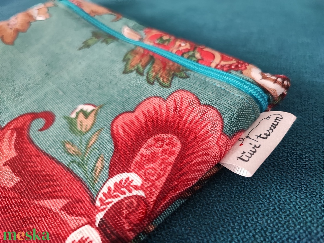 Keleties türkiz-piros nasi-tasi - táska & tok - uzsonna- & ebéd tartó - szendvics csomagoló - Meska.hu