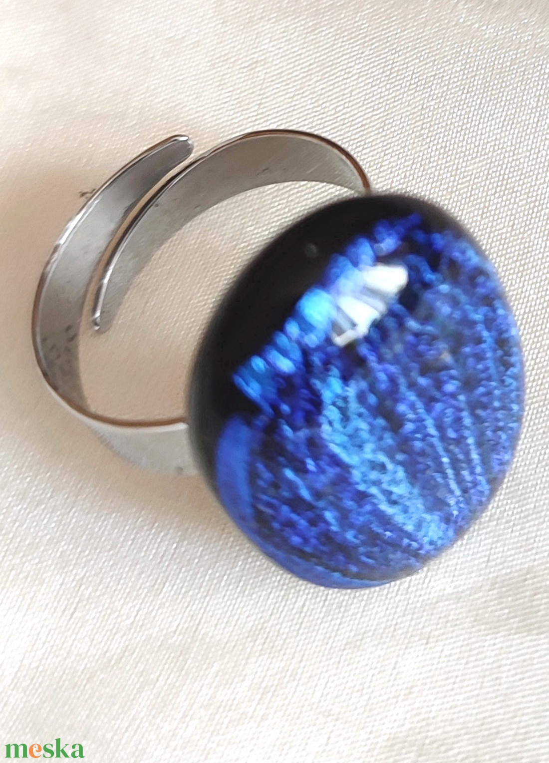 Nemesacél gyűrű, kék dichroic - ékszer - gyűrű - többköves gyűrű - Meska.hu Nemesacél gyűrű, kék dichroic - ékszer - gyűrű - többköves gyűrű - Meska.hu