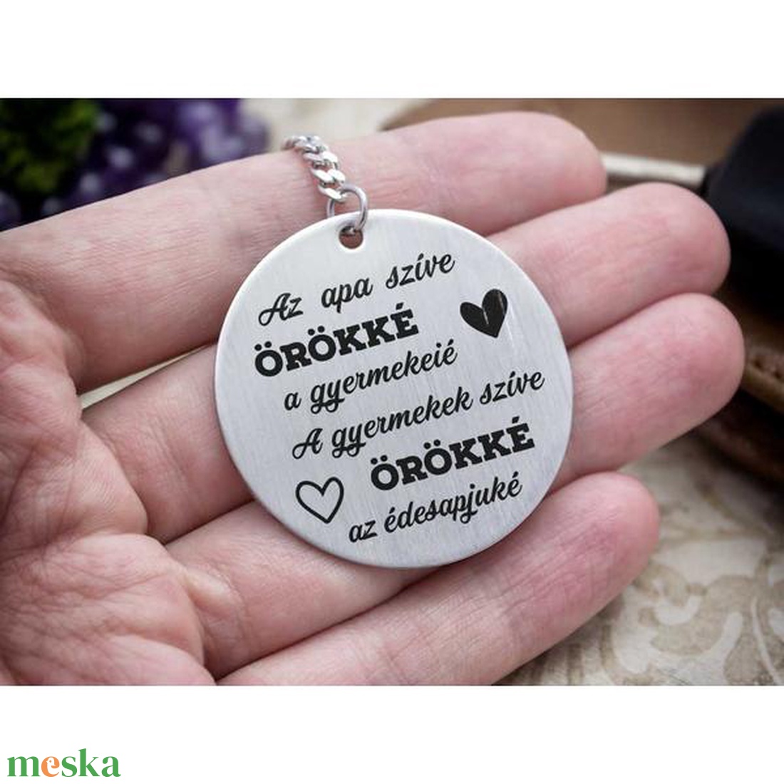 Apa szíve örökké acél medálos kulcstartó - táska & tok - kulcstartó & táskadísz - kulcstartó - Meska.hu Apa szíve örökké acél medálos kulcstartó - táska & tok - kulcstartó & táskadísz - kulcstartó - Meska.hu