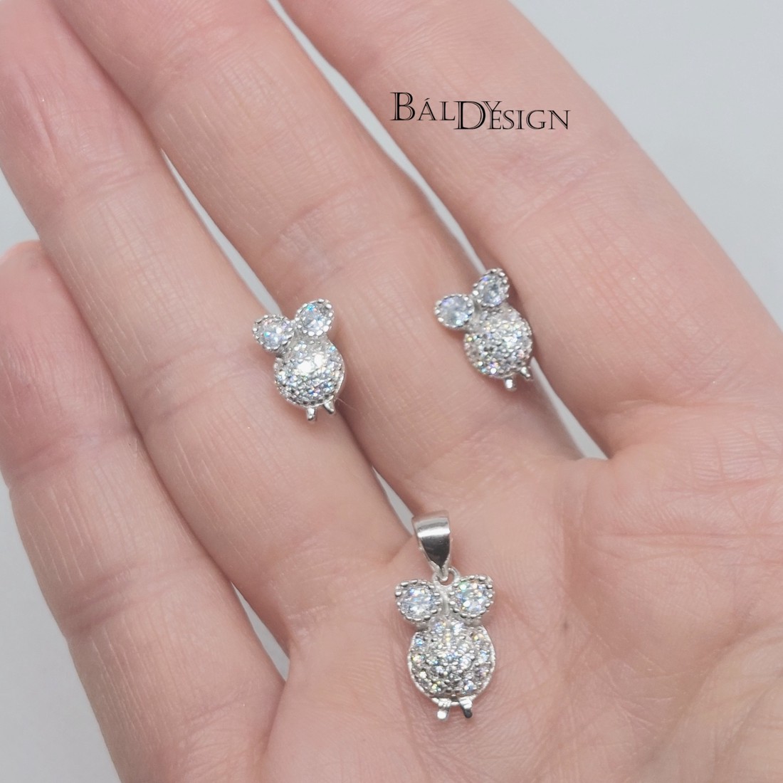 Ezüst baglyos szett - ékszer - ékszerszett - Meska.hu