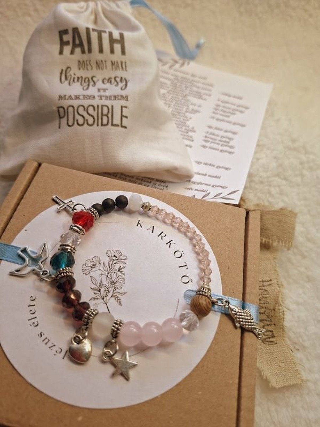 Jézus élete - keresztény történet karkötő-rózsa-094 - ékszer - karkötő - bogyós karkötő - Meska.hu