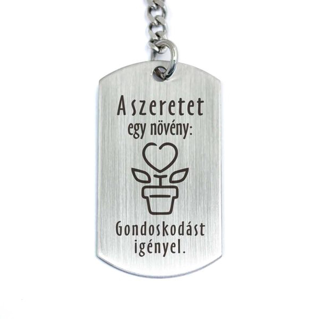 A szeretet egy növény acél medálos kulcstartó - táska & tok - kulcstartó & táskadísz - kulcstartó - Meska.hu