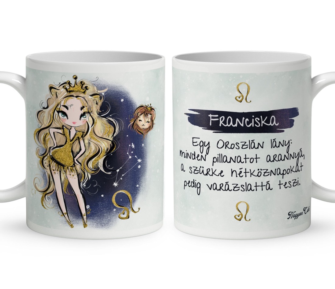 Személyre szabható - Szőke hajú Csini Oroszlán lány mintás bögre - otthon & életmód - konyhafelszerelés, tálalás - tálalás - bögre & csésze - Meska.hu