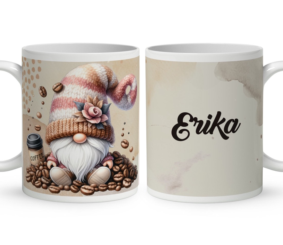 Névvel kérhető - kávés manó kávébabbal mintás bögre - otthon & életmód - konyhafelszerelés, tálalás - tálalás - bögre & csésze - Meska.hu