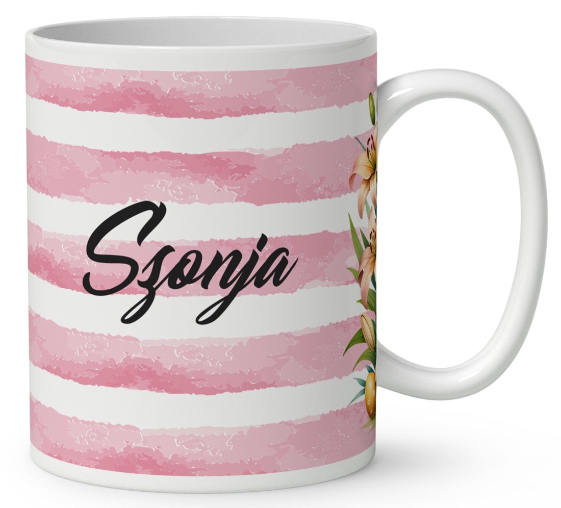 Névvel kérhető - Liliom és cuki manó mintás bögre - otthon & életmód - konyhafelszerelés, tálalás - tálalás - bögre & csésze - Meska.hu